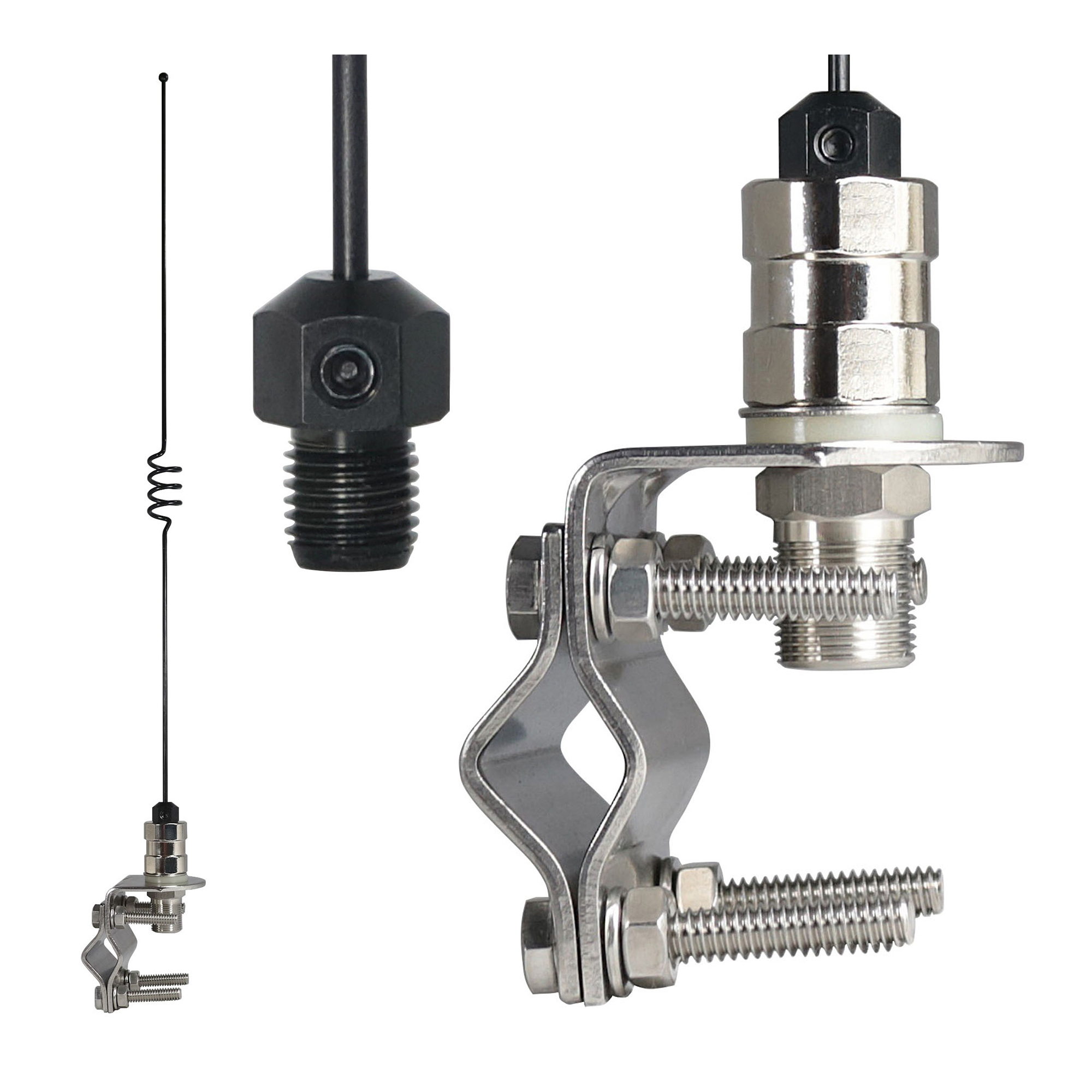 Tram Dual-Band Amateur Antenna — 140-170 MHz VHF, 430-450 MHz UHF, 17.25in. Tall, Stainless Steel Mirror Mount, Model# 1183
